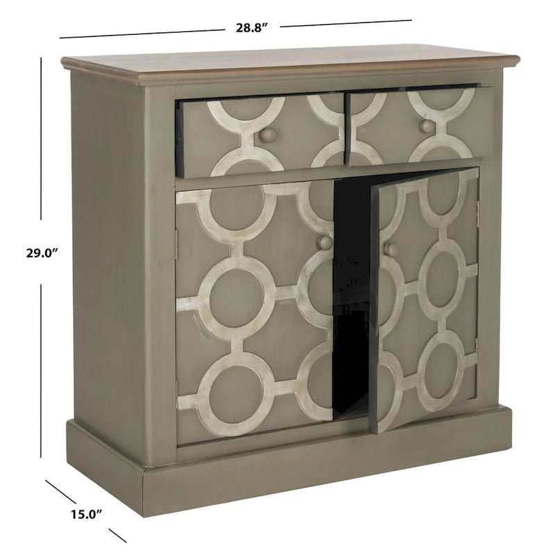 Coffre de rangement gris avec 2 tiroirs et un placard — 1 unité