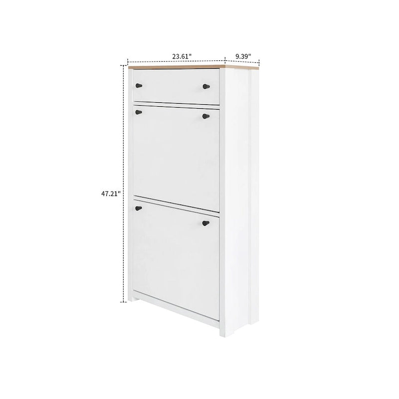 Meuble à chaussures minimaliste en bois blanc/noir – Peut contenir 8 à 12 paires