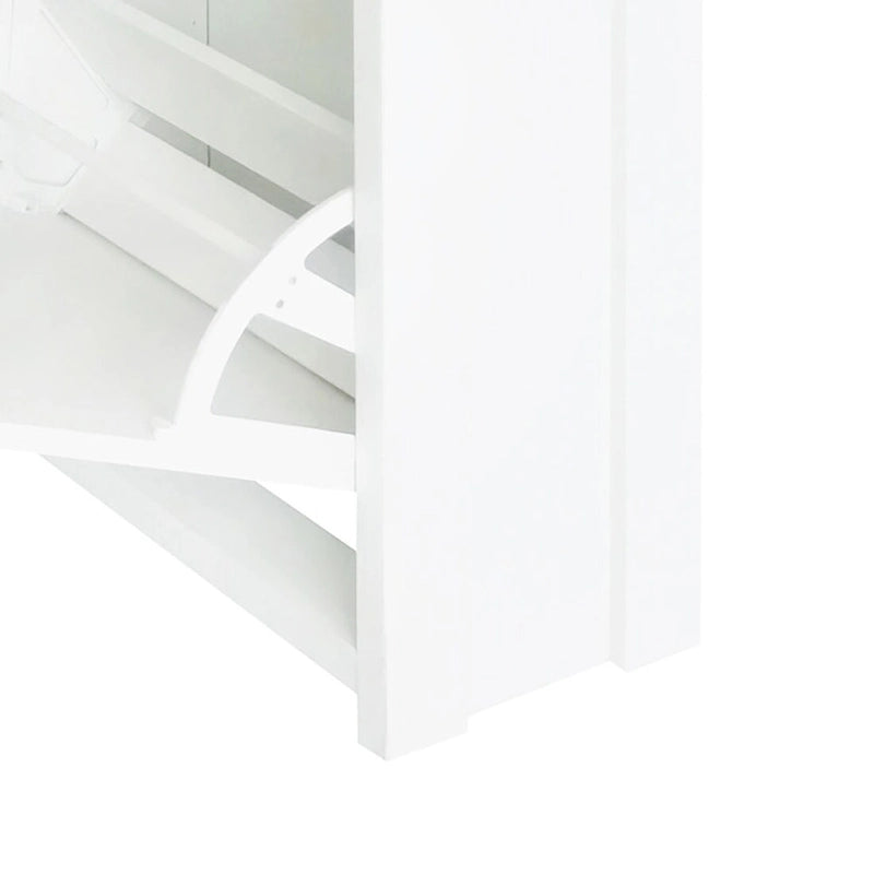 Meuble à chaussures minimaliste en bois blanc/noir – Peut contenir 8 à 12 paires