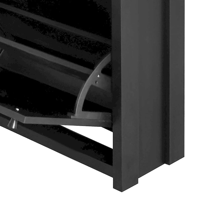 Meuble à chaussures minimaliste en bois blanc/noir – Peut contenir 8 à 12 paires