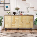 Meuble de rangement rétro marron/noir à 4 portes — Rangement double couche