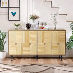 Meuble de rangement rétro marron/noir à 4 portes — Rangement double couche