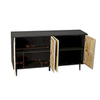 Meuble de rangement rétro marron/noir à 4 portes — Rangement double couche