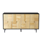 Meuble de rangement rétro marron/noir à 4 portes — Rangement double couche