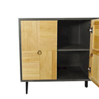 Meuble de rangement rétro marron/noir à 4 portes — Rangement double couche
