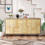 Meuble de rangement rétro marron/noir à 4 portes — Rangement double couche