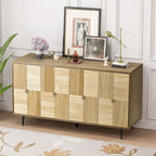 Meuble de rangement rétro marron/noir à 4 portes — Rangement double couche