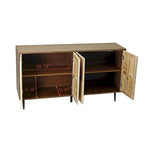 Meuble de rangement rétro marron/noir à 4 portes — Rangement double couche