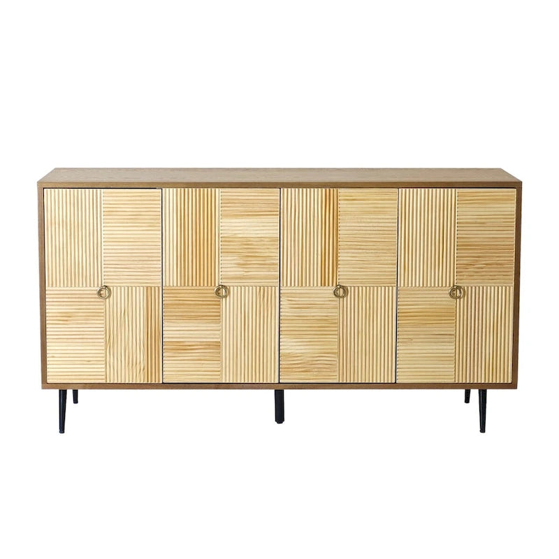 Meuble de rangement rétro marron/noir à 4 portes — Rangement double couche