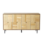 Meuble de rangement rétro marron/noir à 4 portes — Rangement double couche