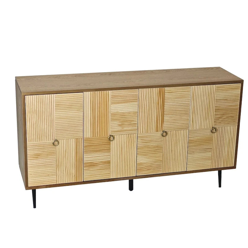 Meuble de rangement rétro marron/noir à 4 portes — Rangement double couche