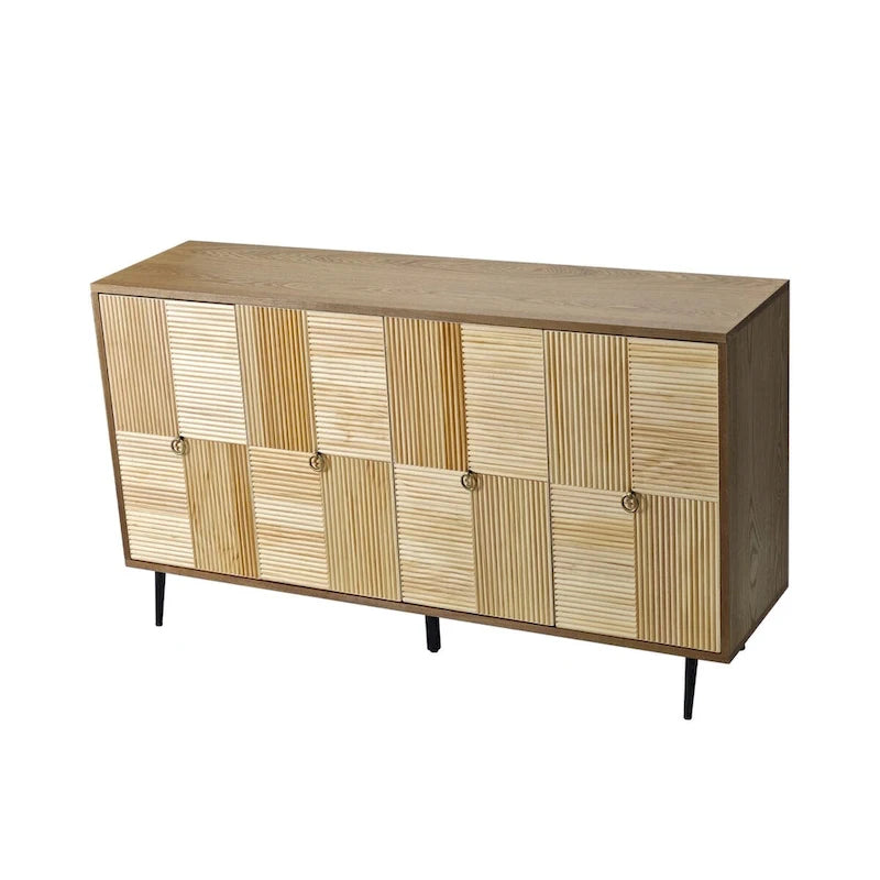 Meuble de rangement rétro marron/noir à 4 portes — Rangement double couche