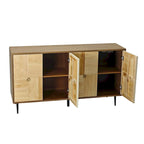 Meuble de rangement rétro marron/noir à 4 portes — Rangement double couche
