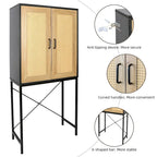 Meuble à porte simple en rotin naturel à 3 niveaux
