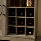 Buffet de Grange Noir/Fauve avec Porte Coulissante, Casier à Vin et Tiroir