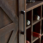 Buffet de Grange Noir/Fauve avec Porte Coulissante, Casier à Vin et Tiroir