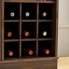 Buffet de Grange Noir/Fauve avec Porte Coulissante, Casier à Vin et Tiroir