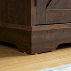 Buffet de Grange Noir/Fauve avec Porte Coulissante, Casier à Vin et Tiroir