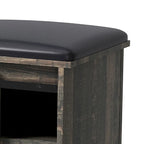 Banc de rangement de style campagnard en vieux pin / marron+blanc / gris / marron clair avec portes coulissantes — 1 personne