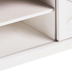 Banc de rangement de style campagnard en vieux pin / marron+blanc / gris / marron clair avec portes coulissantes — 1 personne