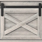 Banc de rangement de style campagnard en vieux pin / marron+blanc / gris / marron clair avec portes coulissantes — 1 personne