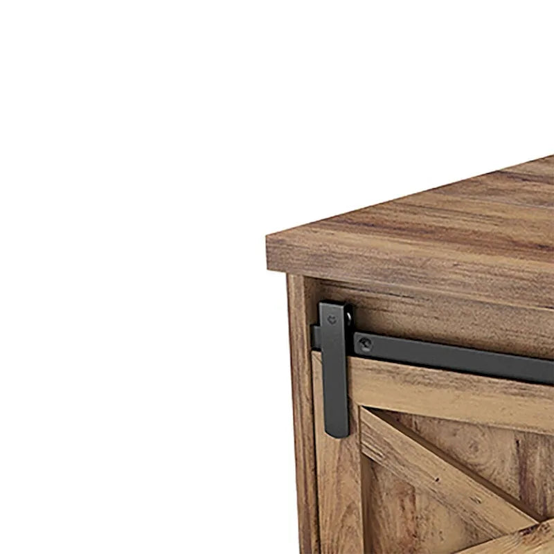 Banc de rangement de style campagnard en vieux pin / marron+blanc / gris / marron clair avec portes coulissantes — 1 personne