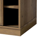 Banc de rangement de style campagnard en vieux pin / marron+blanc / gris / marron clair avec portes coulissantes — 1 personne