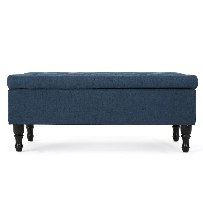 Banc de rangement capitonné bleu marine, 1 place