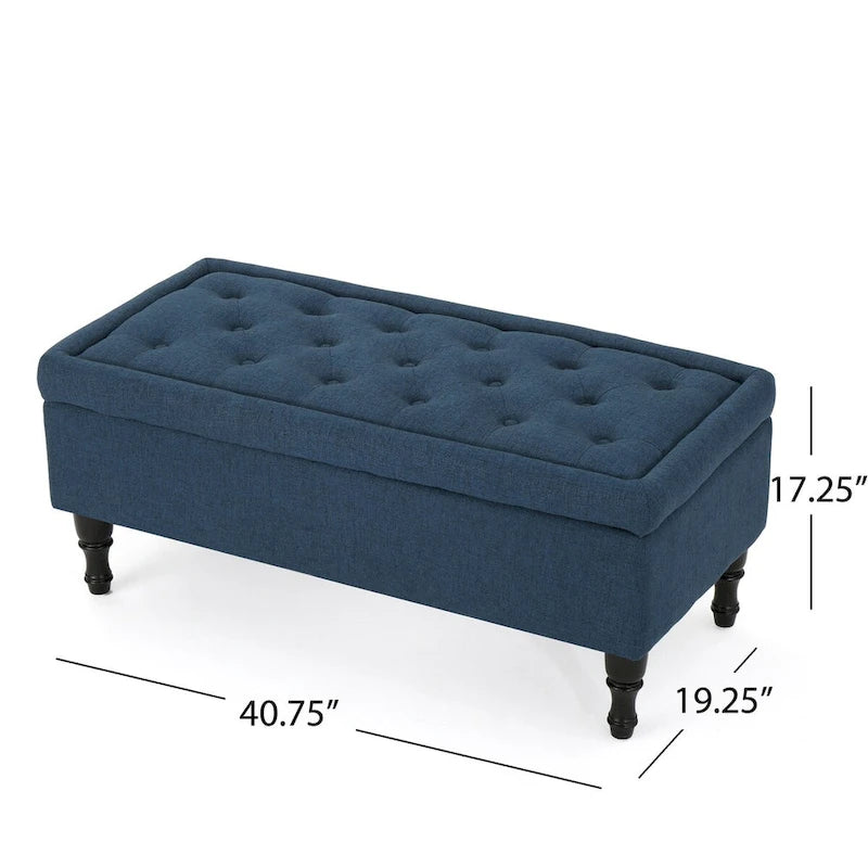 Banc de rangement capitonné bleu marine, 1 place