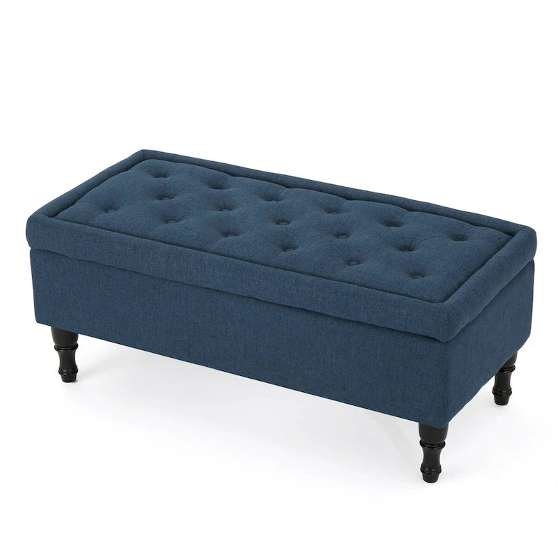 Banc de rangement capitonné bleu marine, 1 place