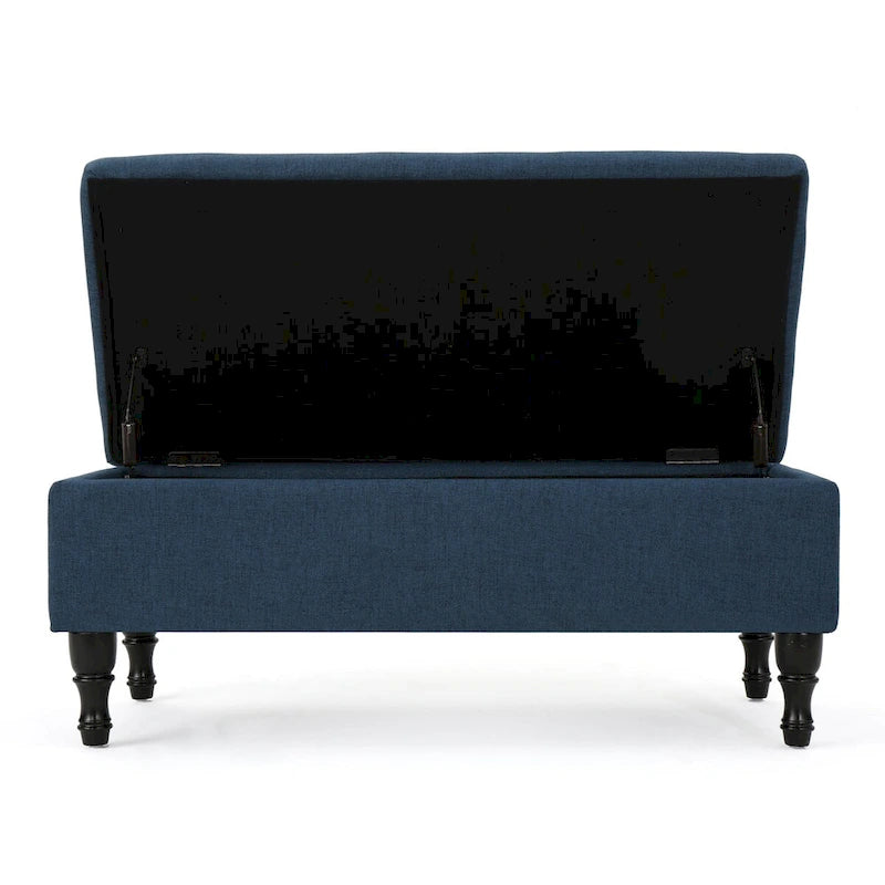 Banc de rangement capitonné bleu marine, 1 place