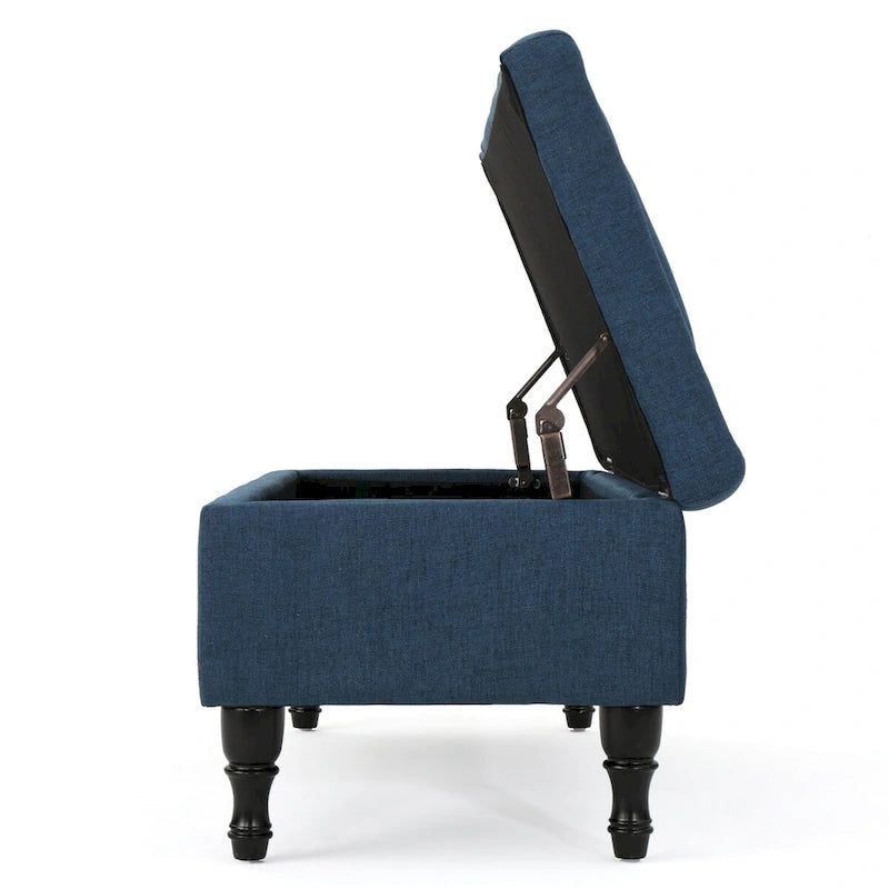 Banc de rangement capitonné bleu marine, 1 place