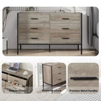 Commode en bois grise à 6 tiroirs pour chambre à coucher, assemblage par 1 personne