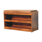 Banc de rangement à chaussures coulissant Châtaigne, 2 tiroirs, 6-8 paires