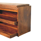 Banc de rangement à chaussures coulissant Châtaigne, 2 tiroirs, 6-8 paires