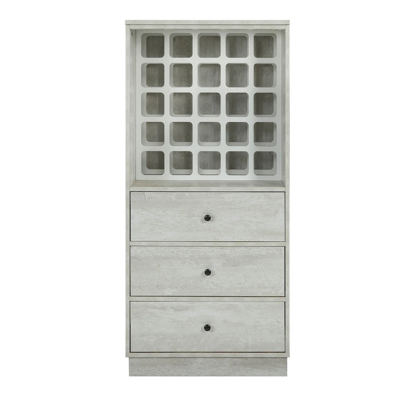 Meuble bar autoportant blanc cassé avec 3 tiroirs et rangement, 1 unité