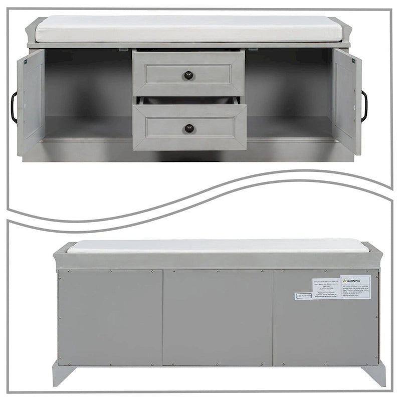 Banc de rangement en velours (bleu marine antique / blanc / gris délavé / noir / espresso) — 1 place