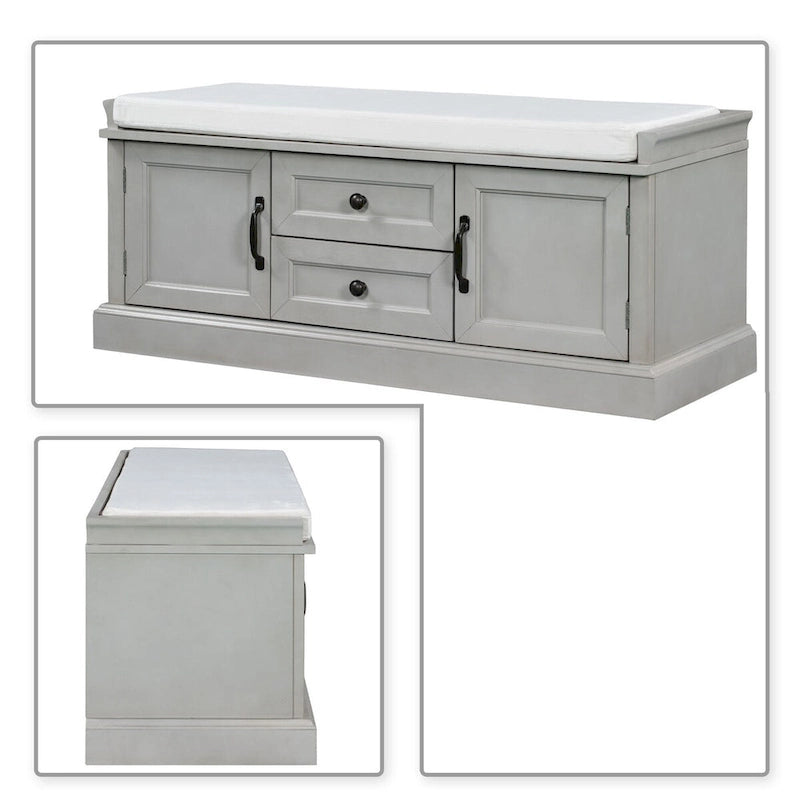 Banc de rangement en velours (bleu marine antique / blanc / gris délavé / noir / espresso) — 1 place