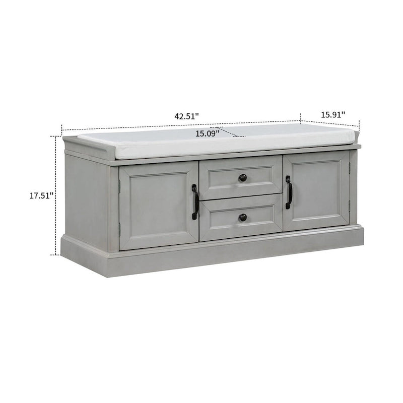 Banc de rangement en velours (bleu marine antique / blanc / gris délavé / noir / espresso) — 1 place