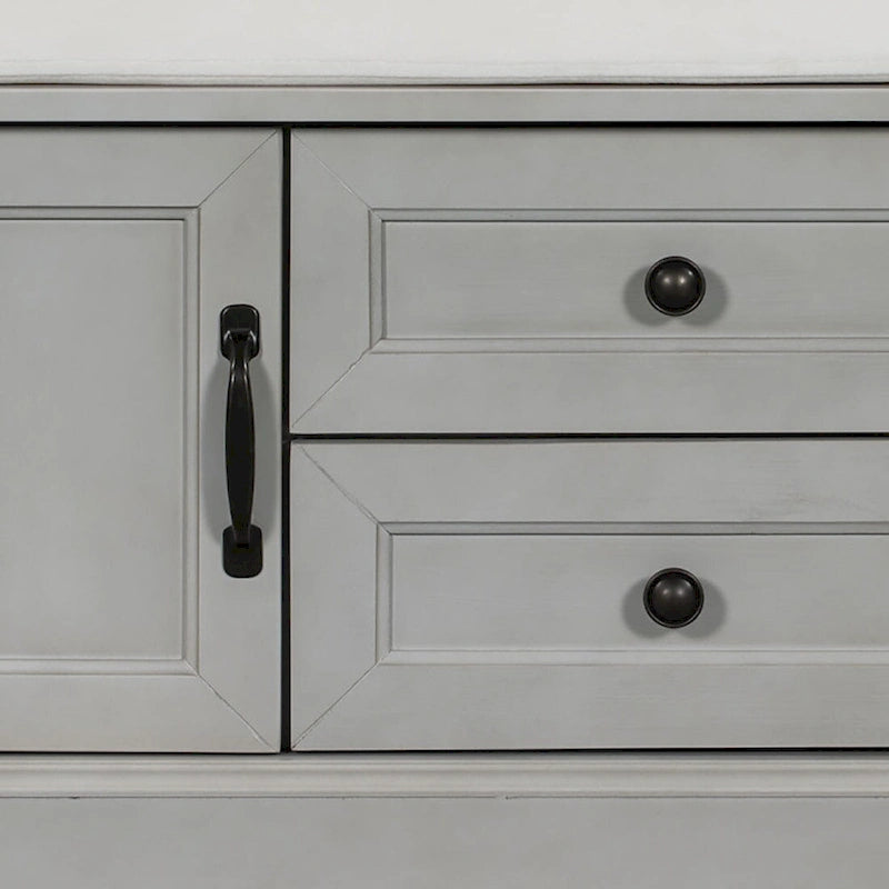 Banc de rangement en velours (bleu marine antique / blanc / gris délavé / noir / espresso) — 1 place
