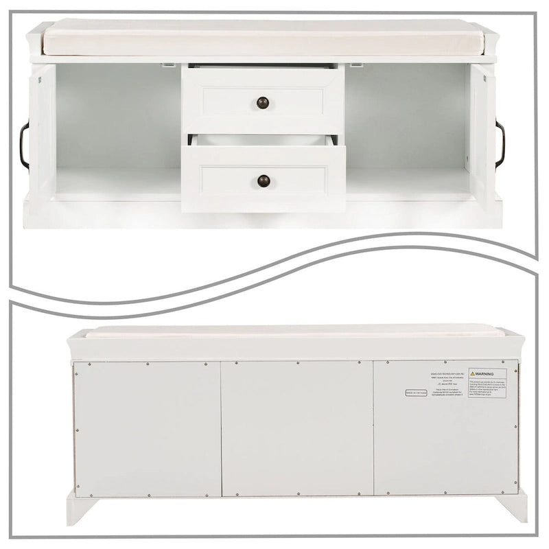 Banc de rangement en velours (bleu marine antique / blanc / gris délavé / noir / espresso) — 1 place