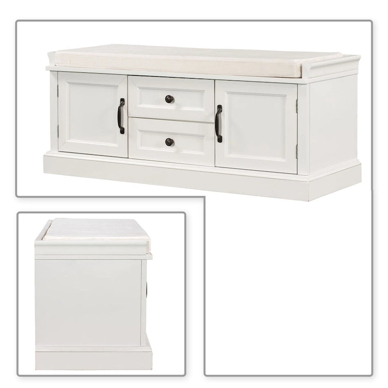 Banc de rangement en velours (bleu marine antique / blanc / gris délavé / noir / espresso) — 1 place