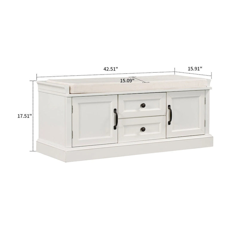 Banc de rangement en velours (bleu marine antique / blanc / gris délavé / noir / espresso) — 1 place