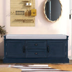 Banc de rangement en velours (bleu marine antique / blanc / gris délavé / noir / espresso) — 1 place