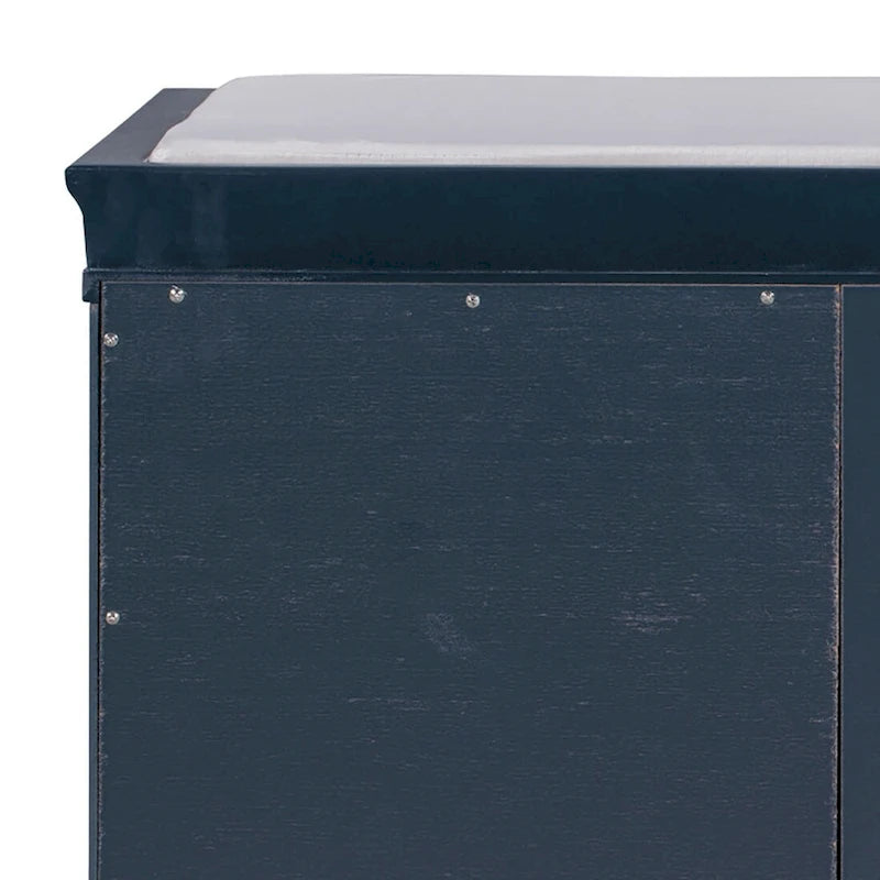 Banc de rangement en velours (bleu marine antique / blanc / gris délavé / noir / espresso) — 1 place