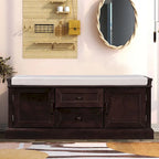 Banc de rangement en velours (bleu marine antique / blanc / gris délavé / noir / espresso) — 1 place