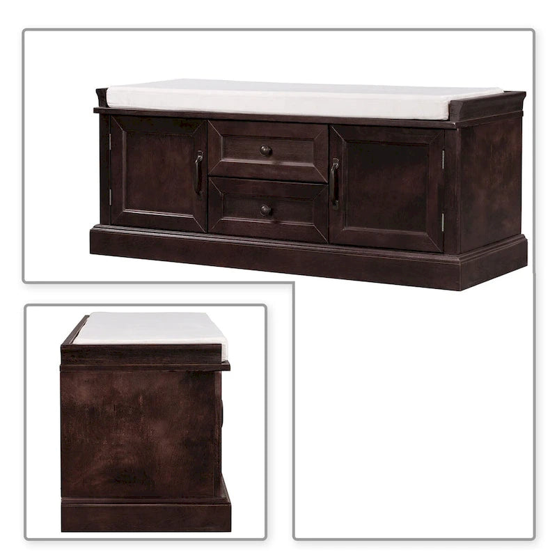 Banc de rangement en velours (bleu marine antique / blanc / gris délavé / noir / espresso) — 1 place