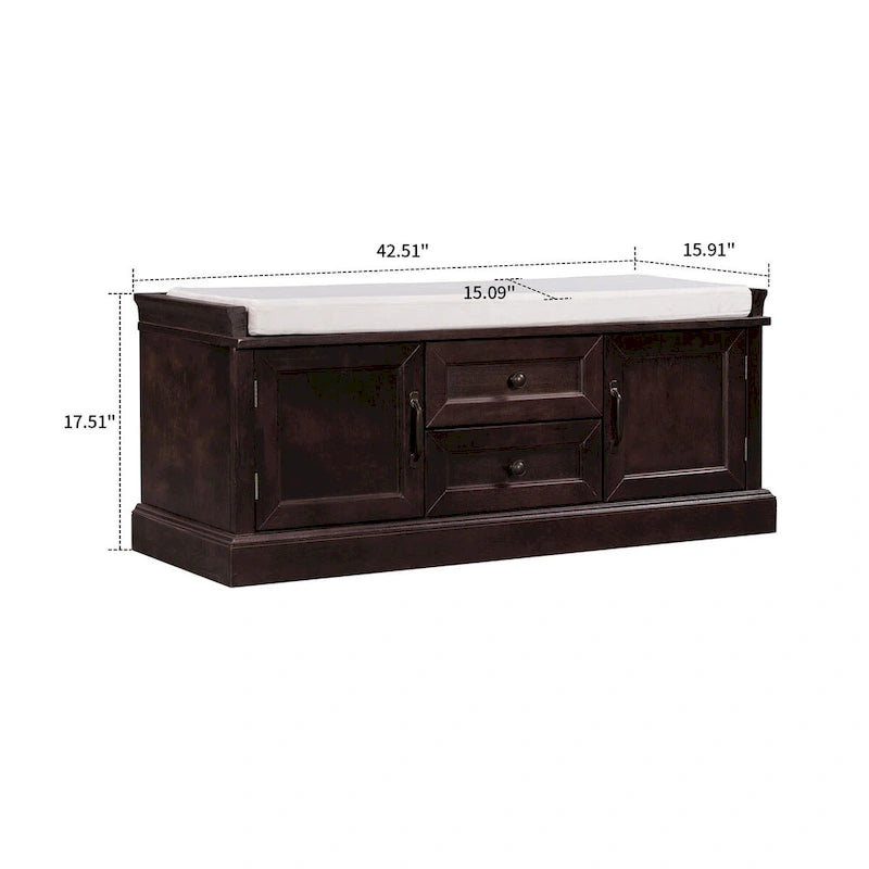 Banc de rangement en velours (bleu marine antique / blanc / gris délavé / noir / espresso) — 1 place