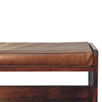 Banc simple en cuir marron châtaigne