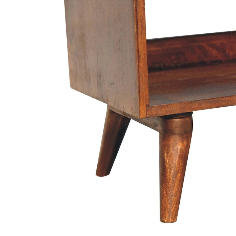 Banc simple en cuir marron châtaigne